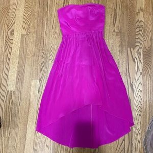 Asymmetrical pink strapless dress